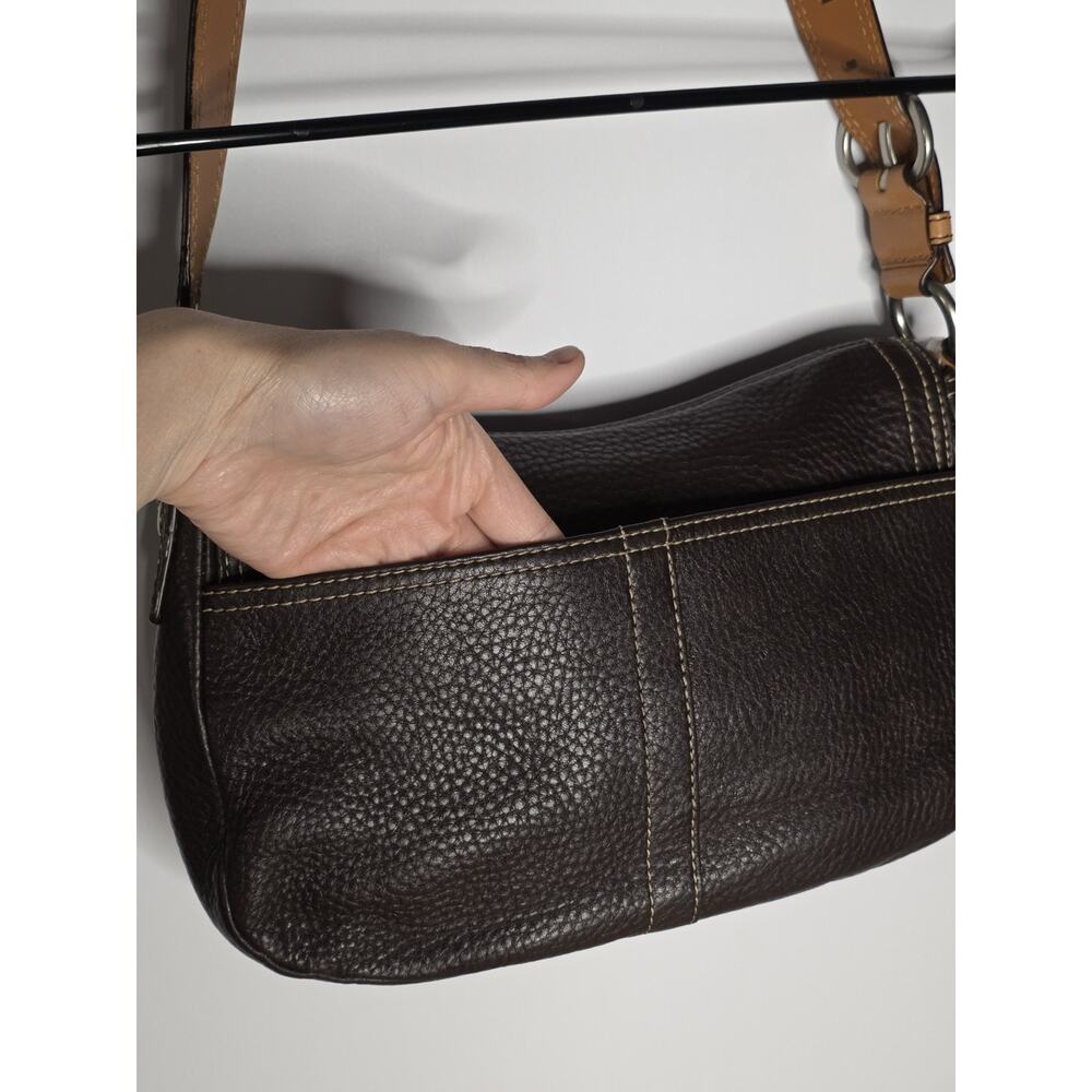 COACH Y2K Chelsea Flap Bag Brown Pebble Leather F12336 EUC - Picture 6 of 16